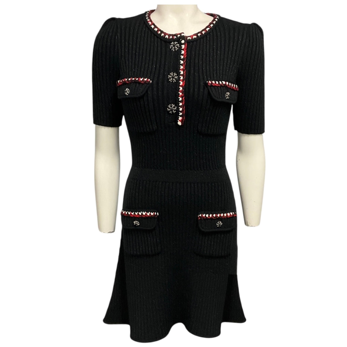 Self-Portrait Black Lurex Contrast Trim Mini Dress