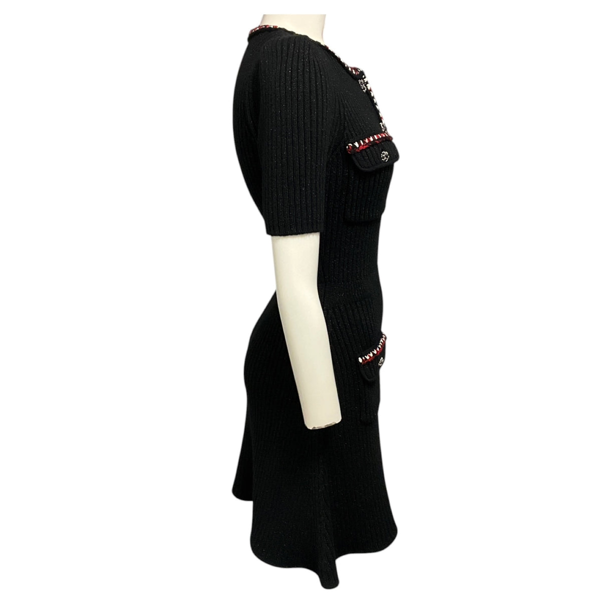 Self-Portrait Black Lurex Contrast Trim Mini Dress