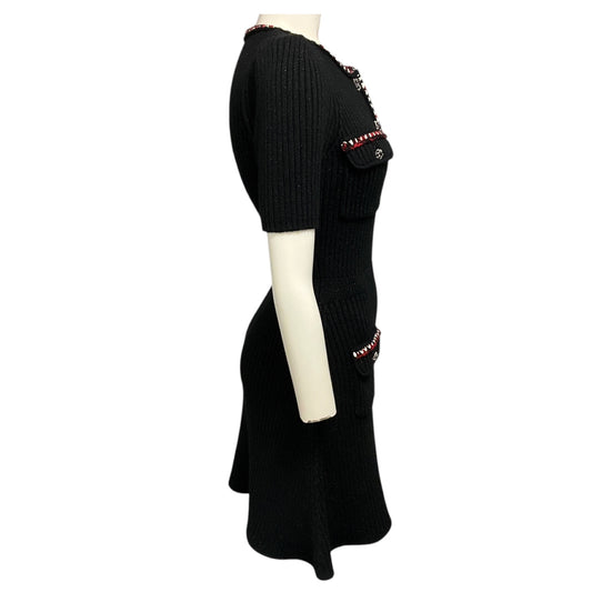 Self-Portrait Black Lurex Contrast Trim Mini Dress
