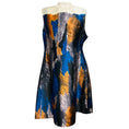 Load image into Gallery viewer, Marni Orange / Blue / Black Multi Sleeveless Feather Print Dress
