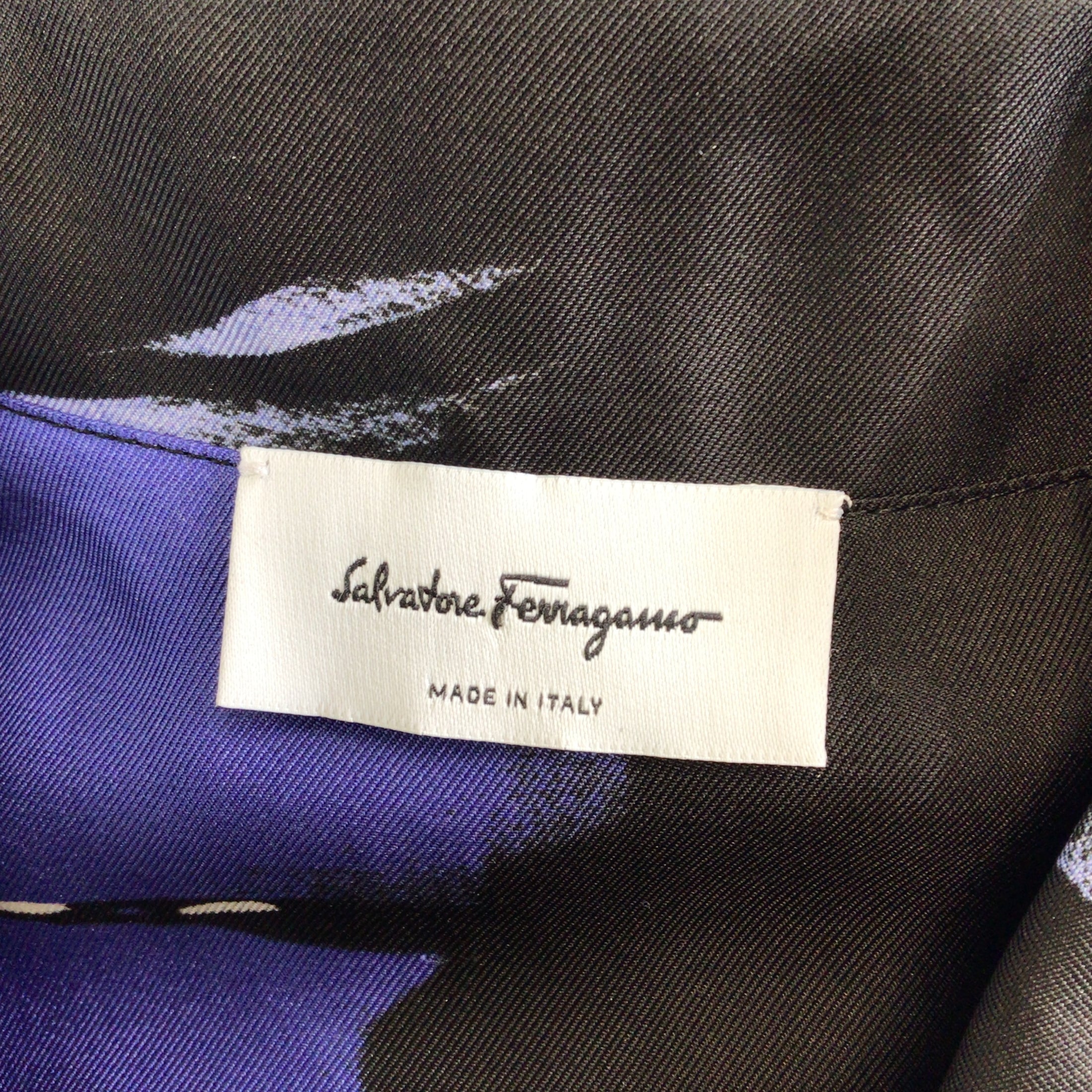 Salvatore Ferragamo Blue / Black 2022 Sleeveless Silk Dress
