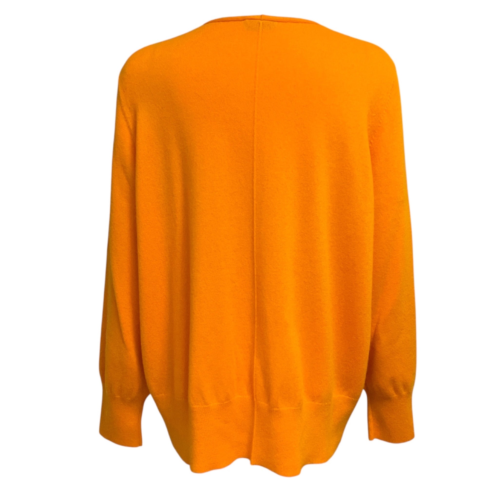 Akris Orange Long Sleeved V-Neck Cashmere Knit Sweater