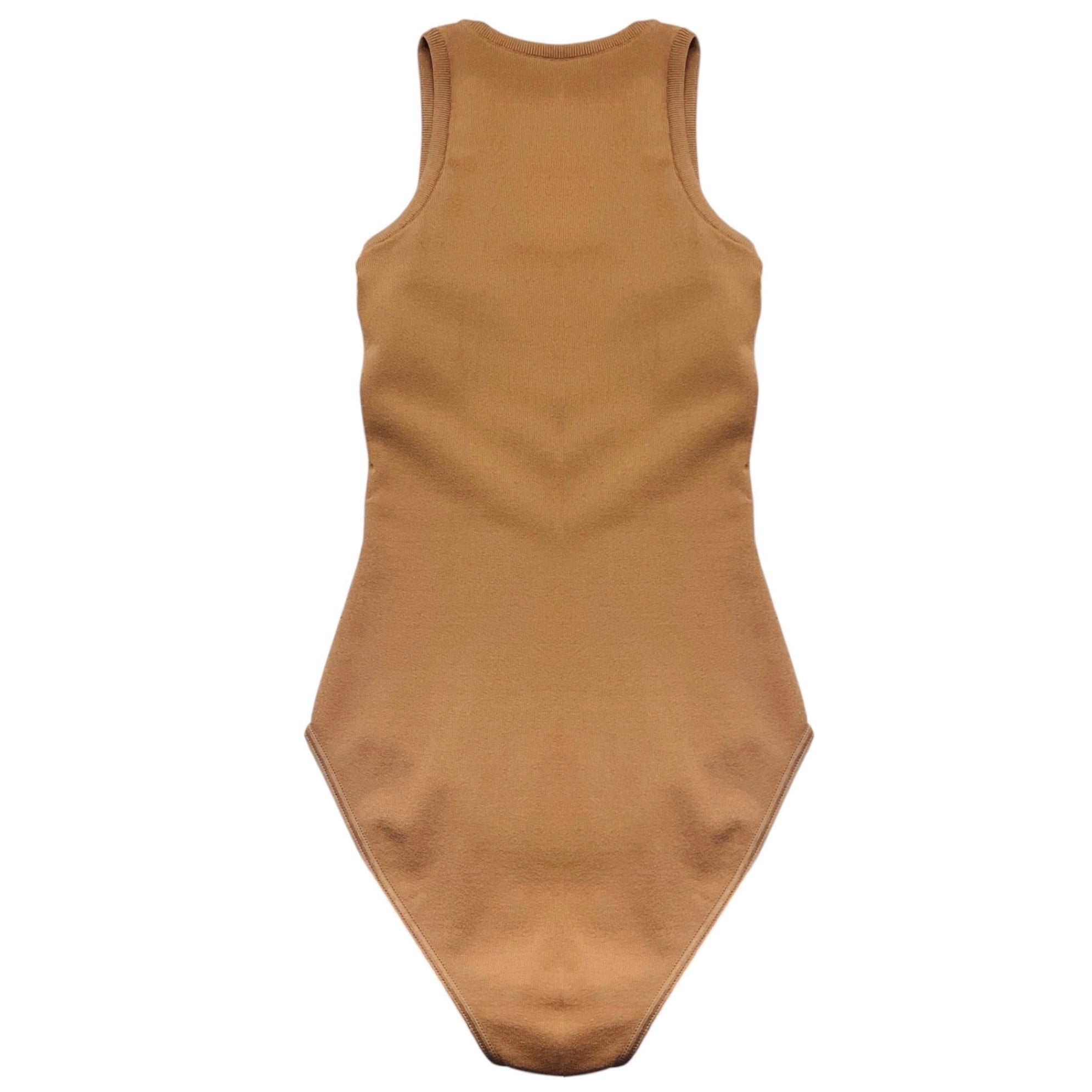 Alaia Nude Viscose Knit Tank Top Bodysuit