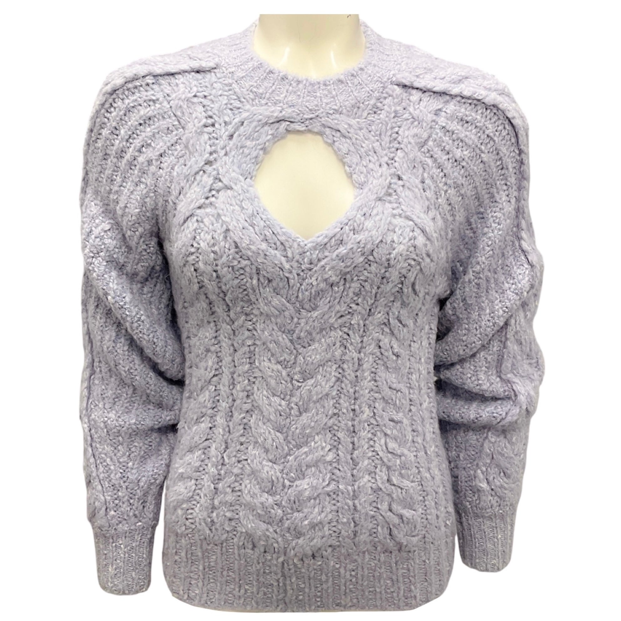 Isabel Marant Lavender Noelys Cut Out Cable Knit Sweater