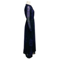 Load image into Gallery viewer, Yigal Azrouel Purple / Black Brocade Chiffon Gown with Lambskin Leather Trim
