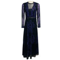 Load image into Gallery viewer, Yigal Azrouel Purple / Black Brocade Chiffon Gown with Lambskin Leather Trim
