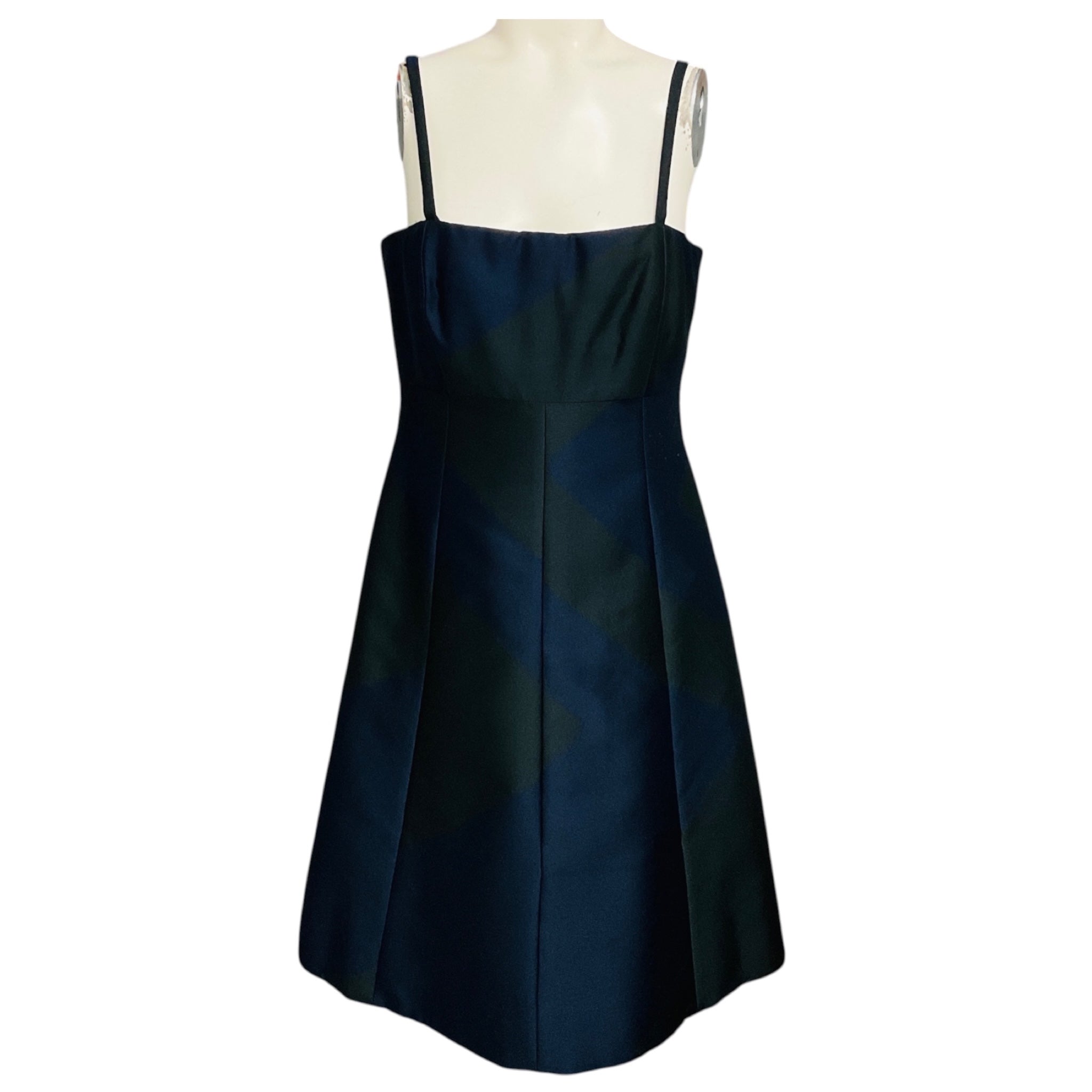 Giorgio Armani Borgo 21 Collection Navy Blue / Black Silk Satin Bubble Dress