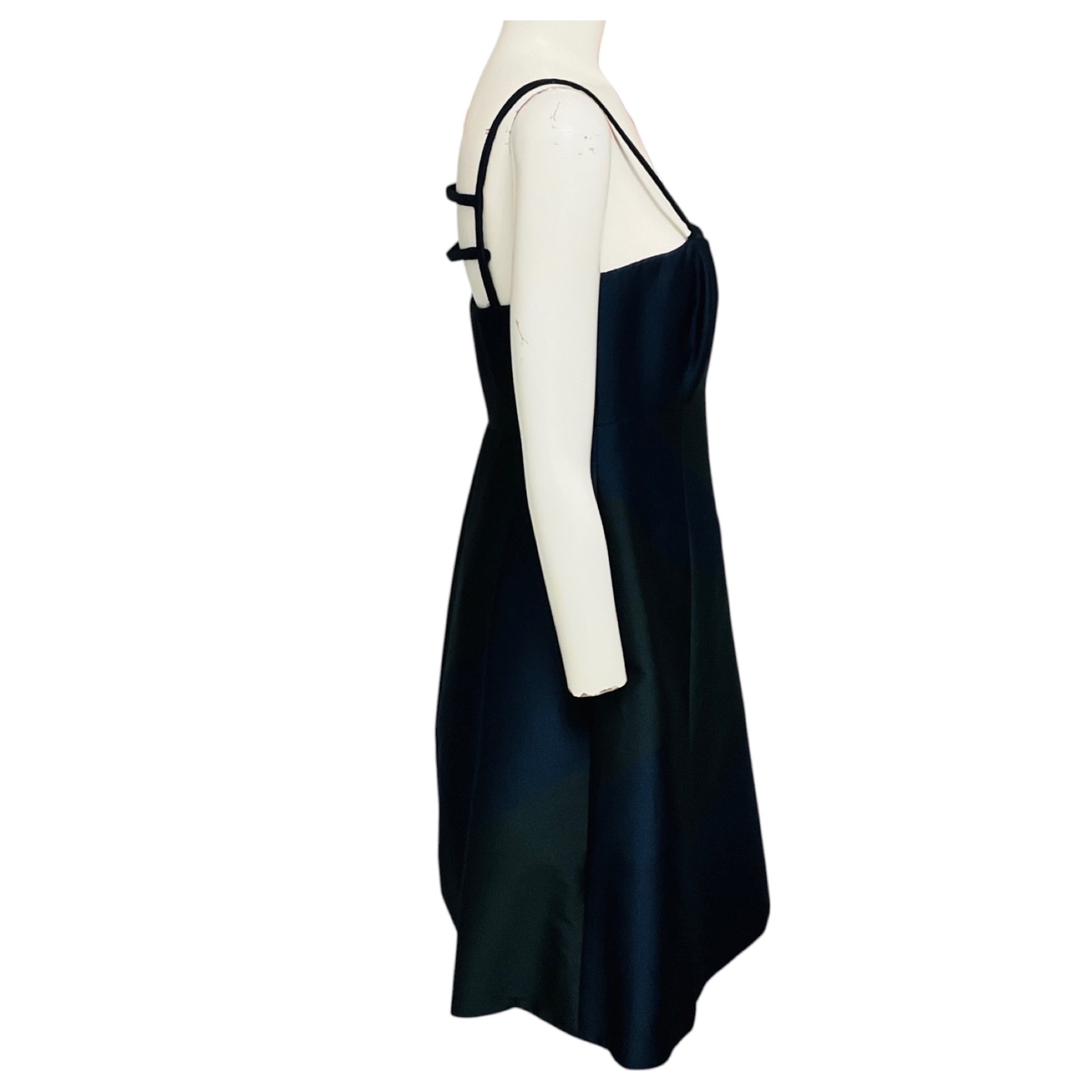 Giorgio Armani Borgo 21 Collection Navy Blue / Black Silk Satin Bubble Dress