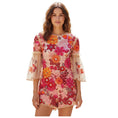 Load image into Gallery viewer, Jenny Packham Beige / Red / Pink / Orange Floral Embroidered Mesh Tulle Top and Shorts Set

