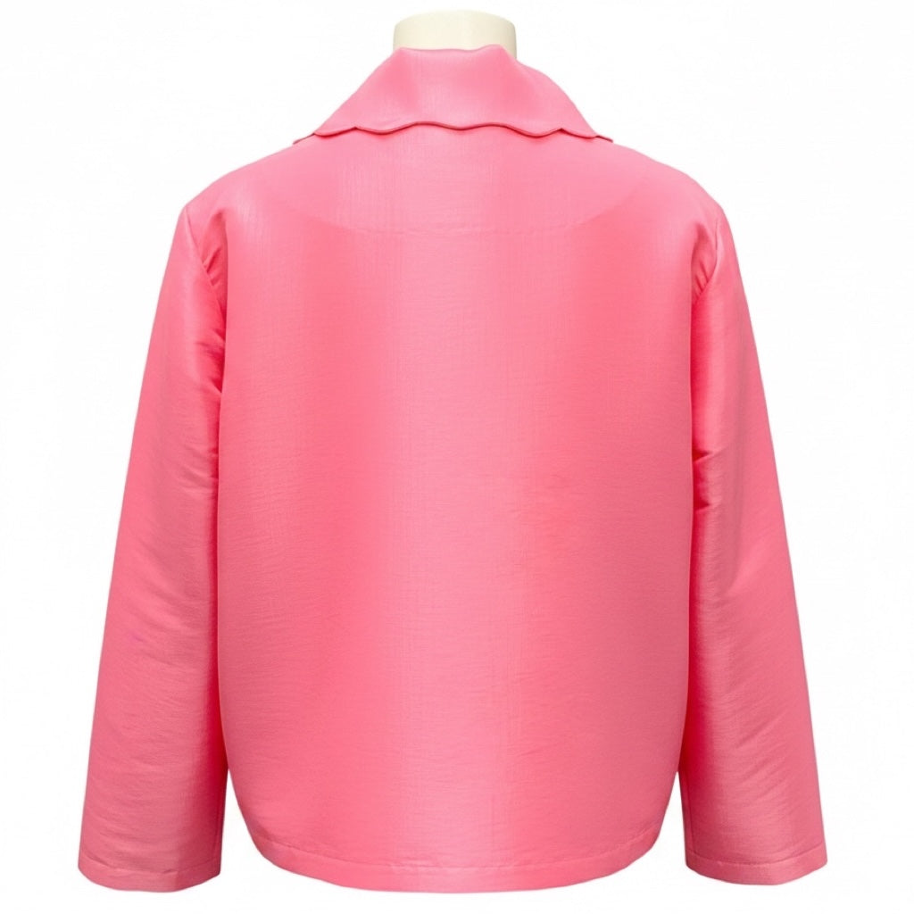 Kika Vargas Pink Button Front Silk Satin Jacket