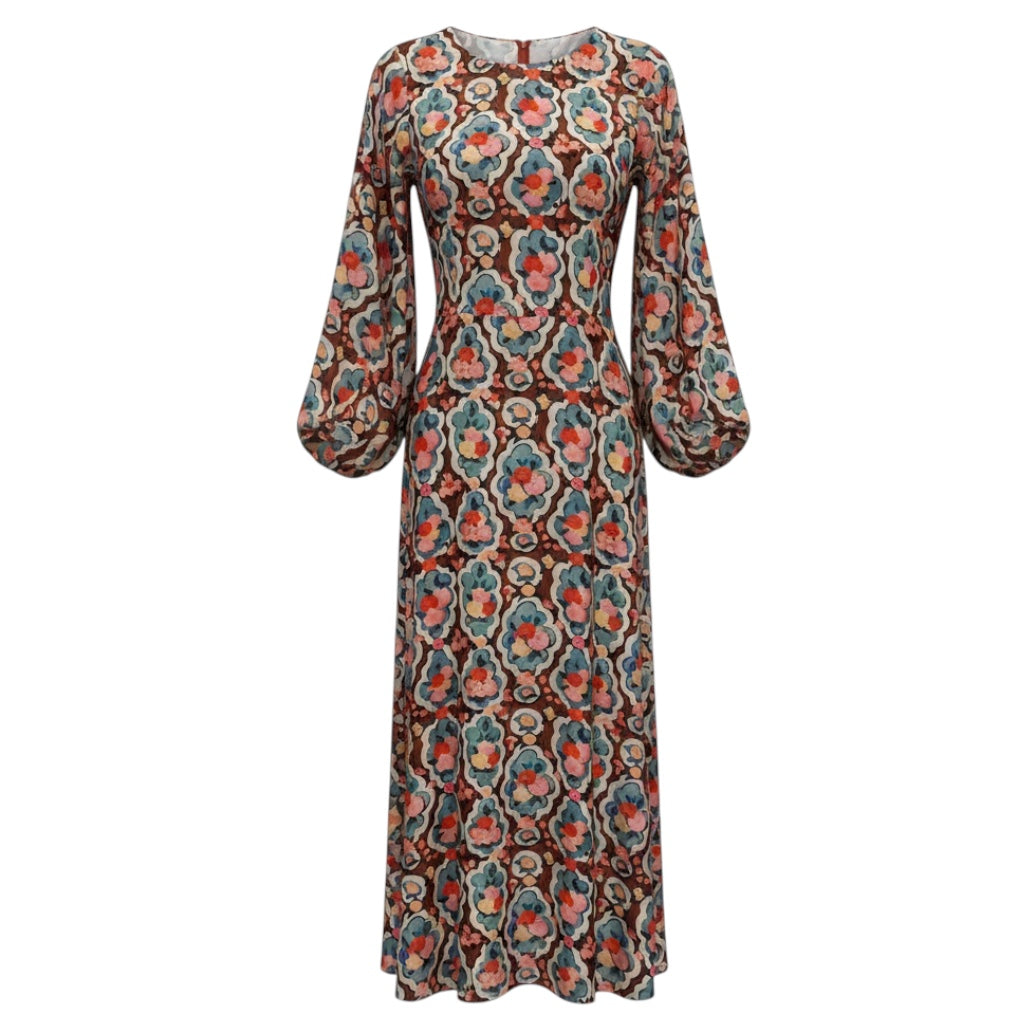 La DoubleJ Multicolor Floral Printed Sorella Silk Maxi Dress