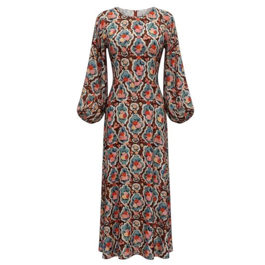 La DoubleJ Multicolor Floral Printed Sorella Silk Maxi Dress