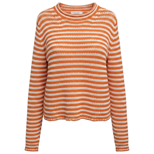 La Ligne Apricot Orange / Cream Fine Stripe Mini Marina Sweater