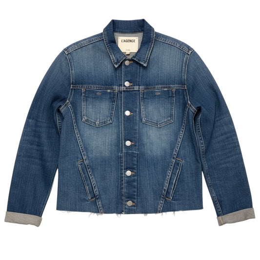 L'Agence Blue Authentique Slim Raw Hem Janelle Jean Jacket