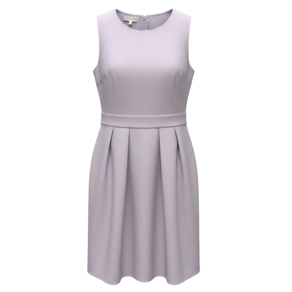 Lafayette 148 New York Lilac Purple Aster Sleeveless Pleated Wool and Silk Midi Dress
