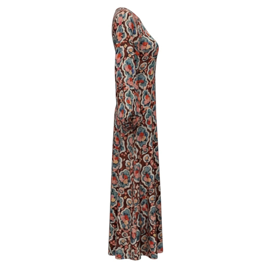La DoubleJ Multicolor Floral Printed Sorella Silk Maxi Dress