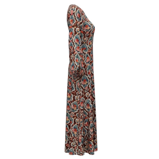 La DoubleJ Multicolor Floral Printed Sorella Silk Maxi Dress
