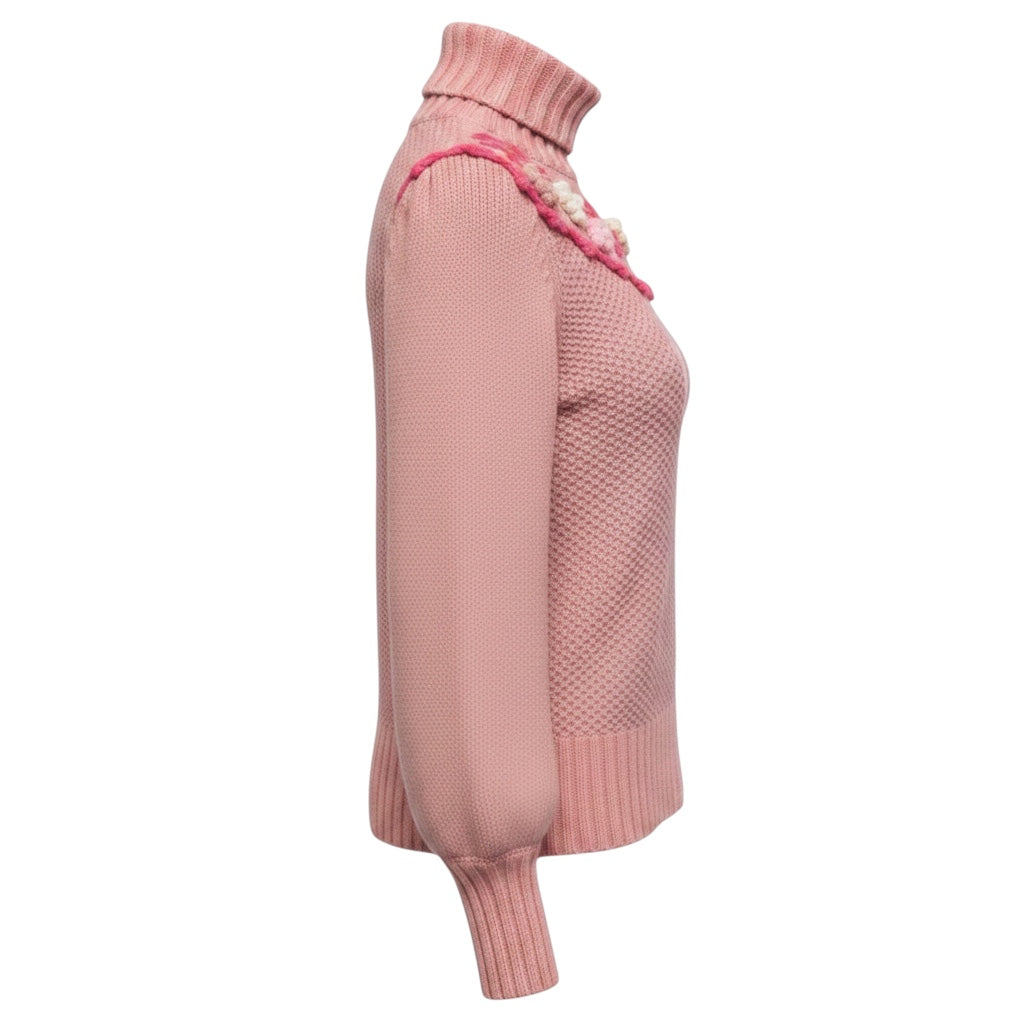LoveShackFancy Little Bow Pink Rhett Turtleneck Sweater