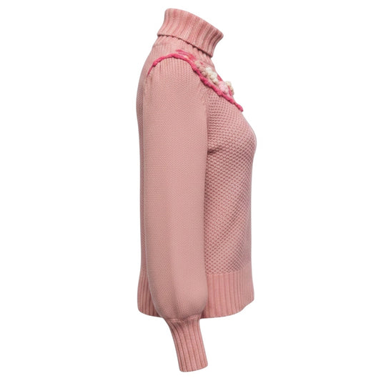 LoveShackFancy Little Bow Pink Rhett Turtleneck Sweater