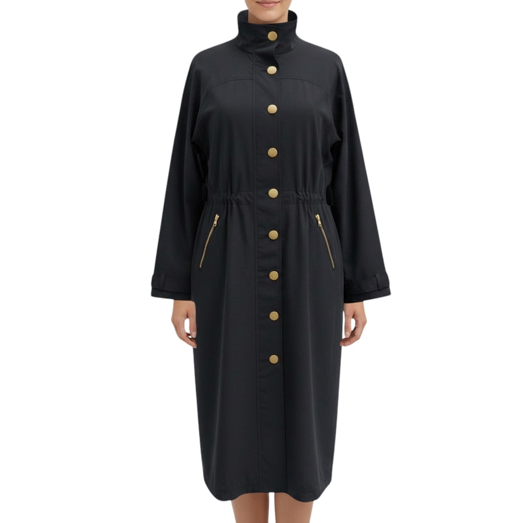L'Agence Black Toshi Water Repellent Windbreaker Trench Coat