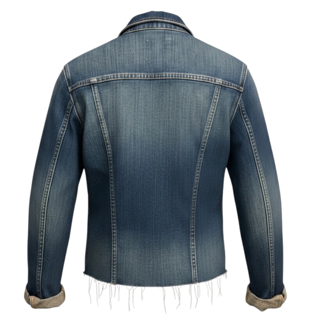 L'Agence Blue Authentique Slim Raw Hem Janelle Jean Jacket