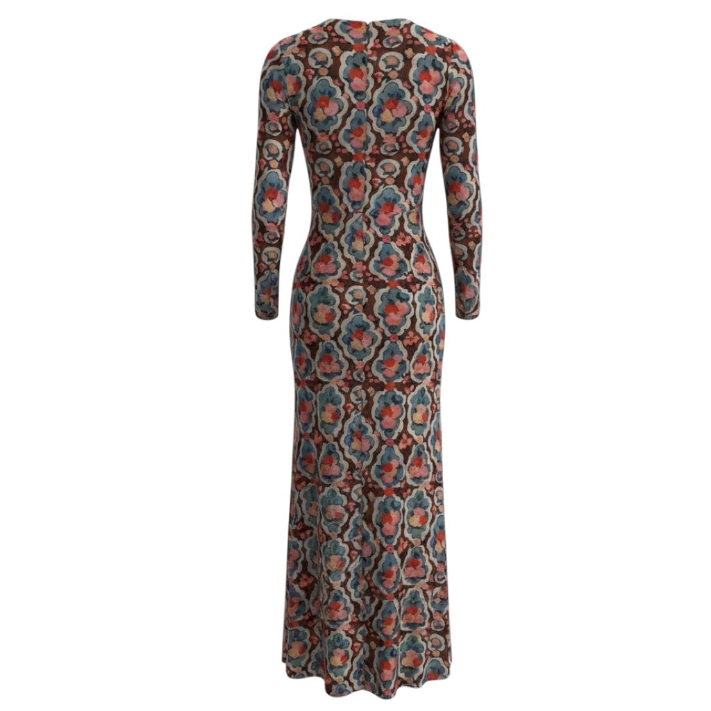 La DoubleJ Multicolor Floral Printed Sorella Silk Maxi Dress
