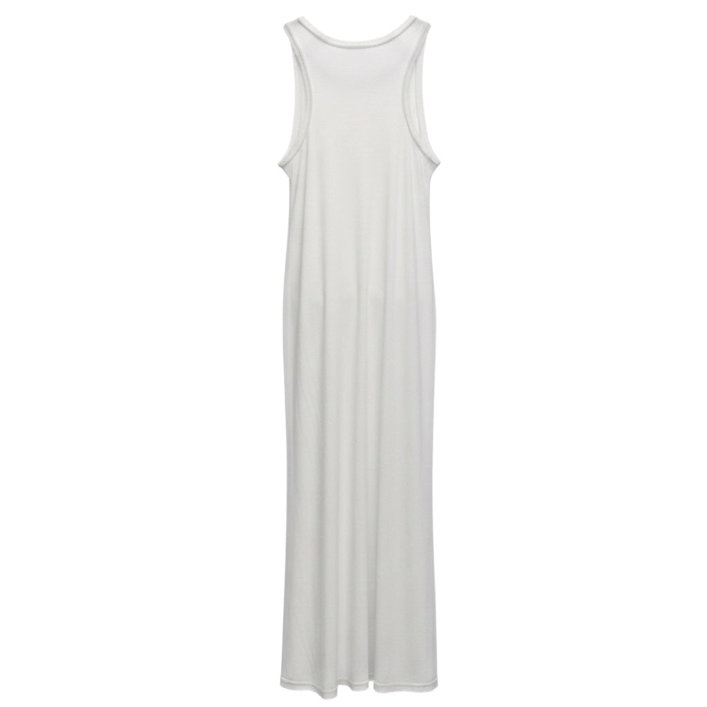 Lanvin Ivory Raw Silk Edge Sleeveless Cotton Maxi Dress