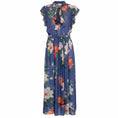 Load image into Gallery viewer, Leo Lin Moonlight Blue Lavish Print Grace Flutter Sleeve Midi Dress
