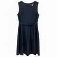 Load image into Gallery viewer, Max Mara S Collection Navy Blue Pleated Sleeveless Ramie and Cotton Dress with Belt
