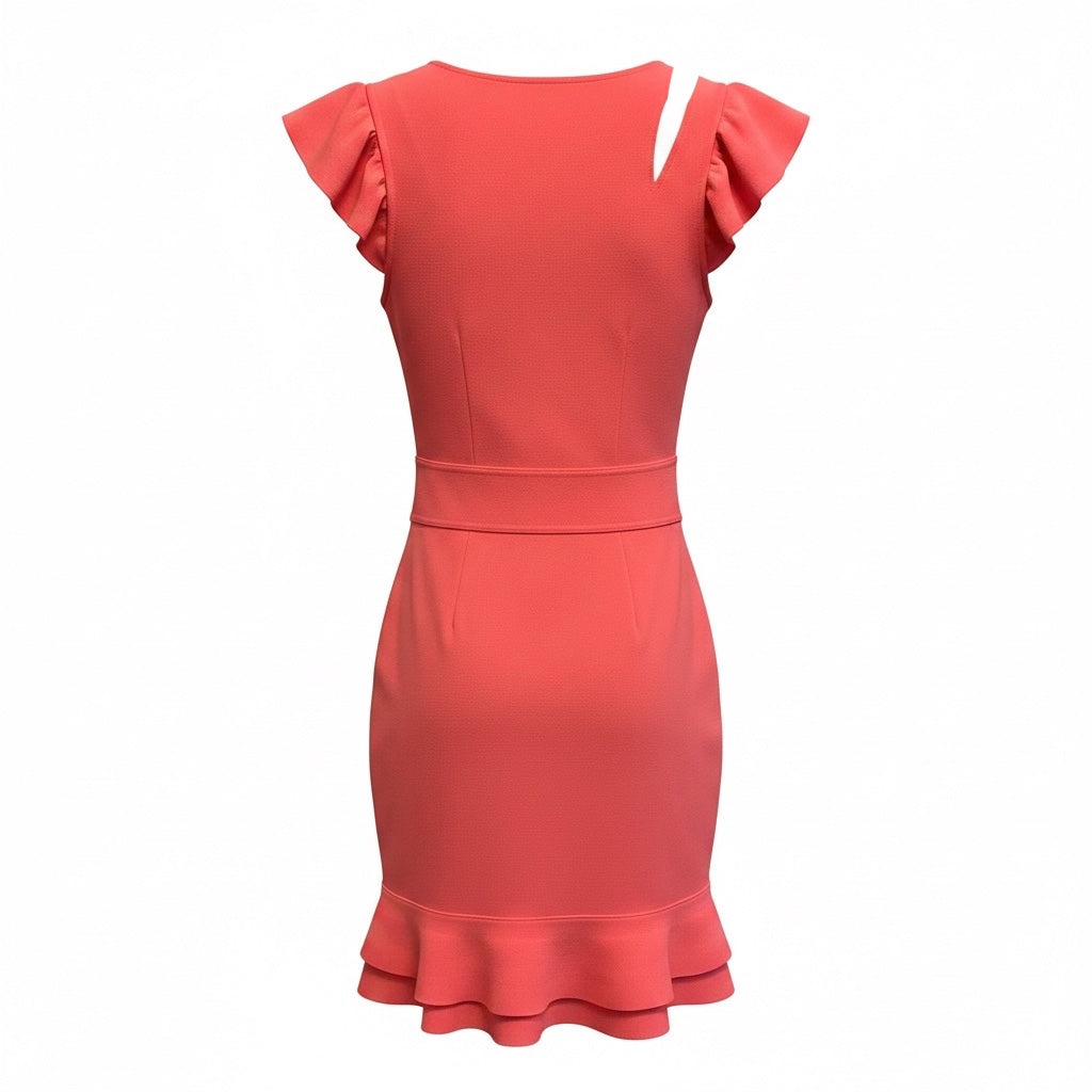 Alexander McQueen Coral Compact Knit Mini Ruffle Dress