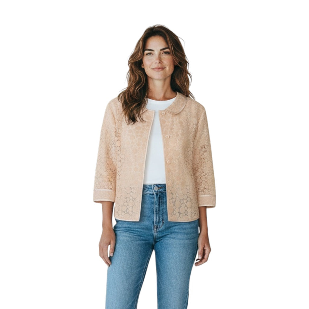 Marc Jacobs Light Pink / Peach Silk Lined Lace Jacket