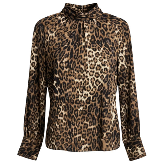 Nili Lotan Brown / Black Leopard Print Silk Blouse