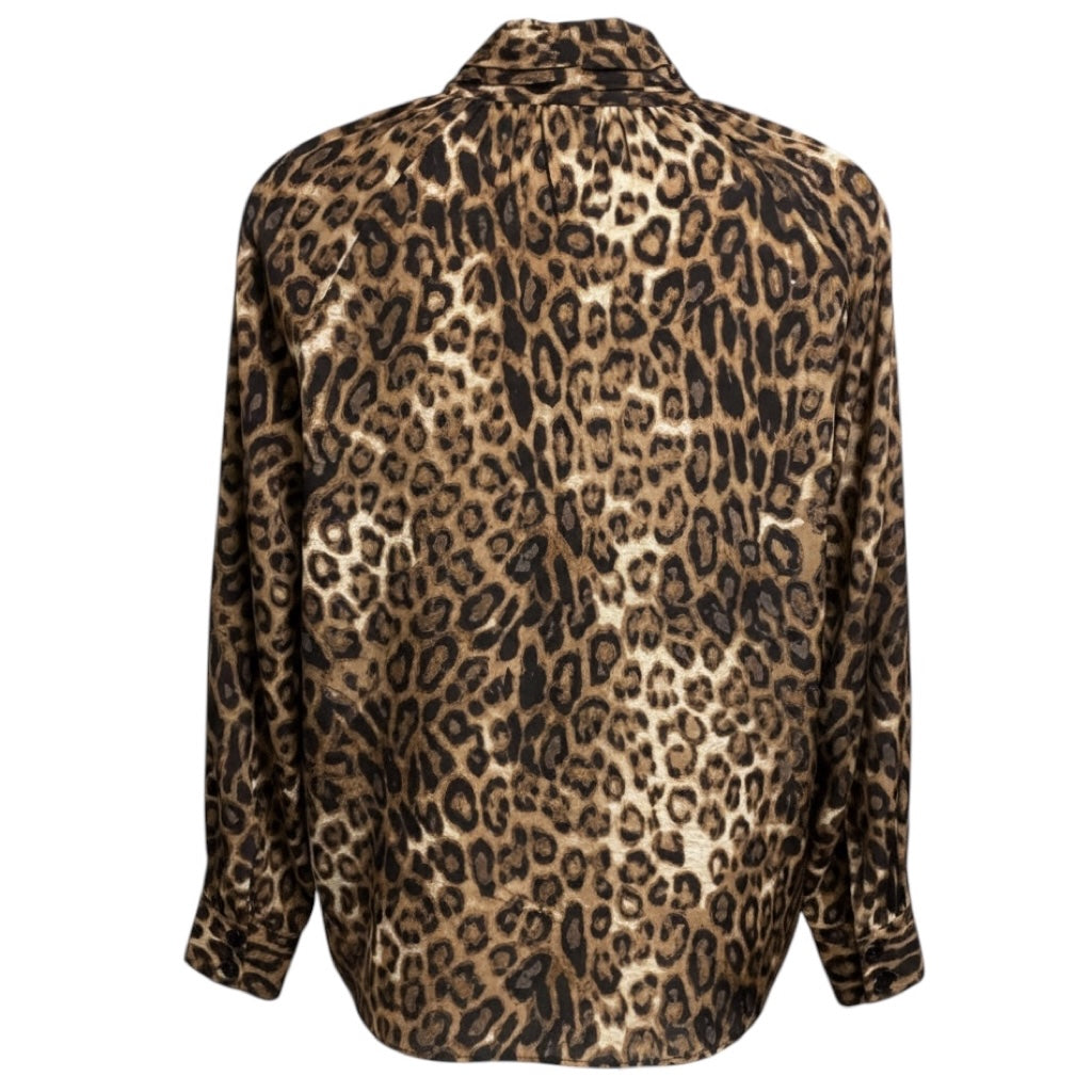 Nili Lotan Brown / Black Leopard Print Silk Blouse