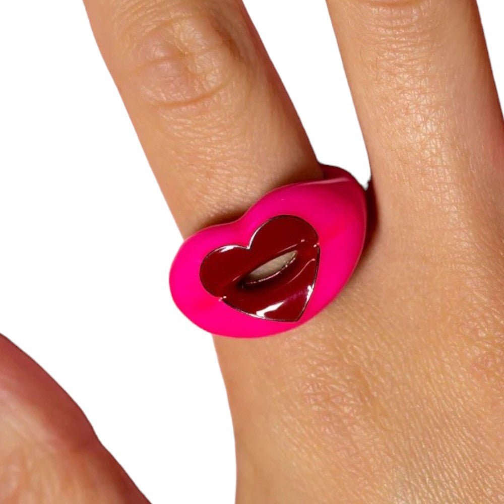 Hotlips by Solange Neon Love Heart Ring