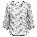 Load image into Gallery viewer, Oscar de la Renta White / Black Floral Embroidered Sheer Blouse
