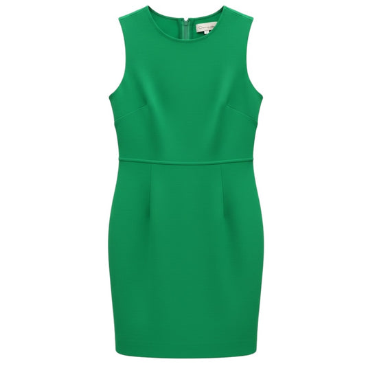 Oscar de la Renta Green Sleeveless Stretch Wool Gauze Shift Dress