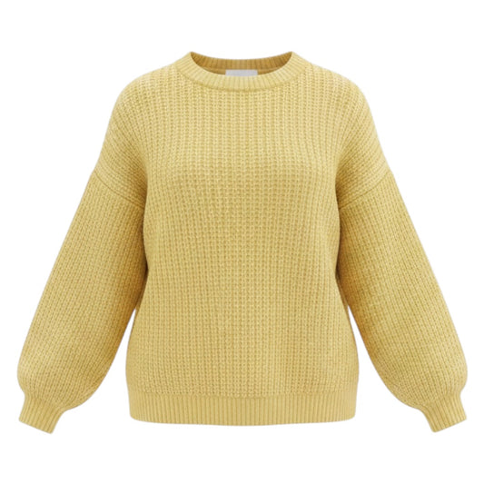 Peserico Pale Yellow Alpaca and Wool Knit Pullover Sweater