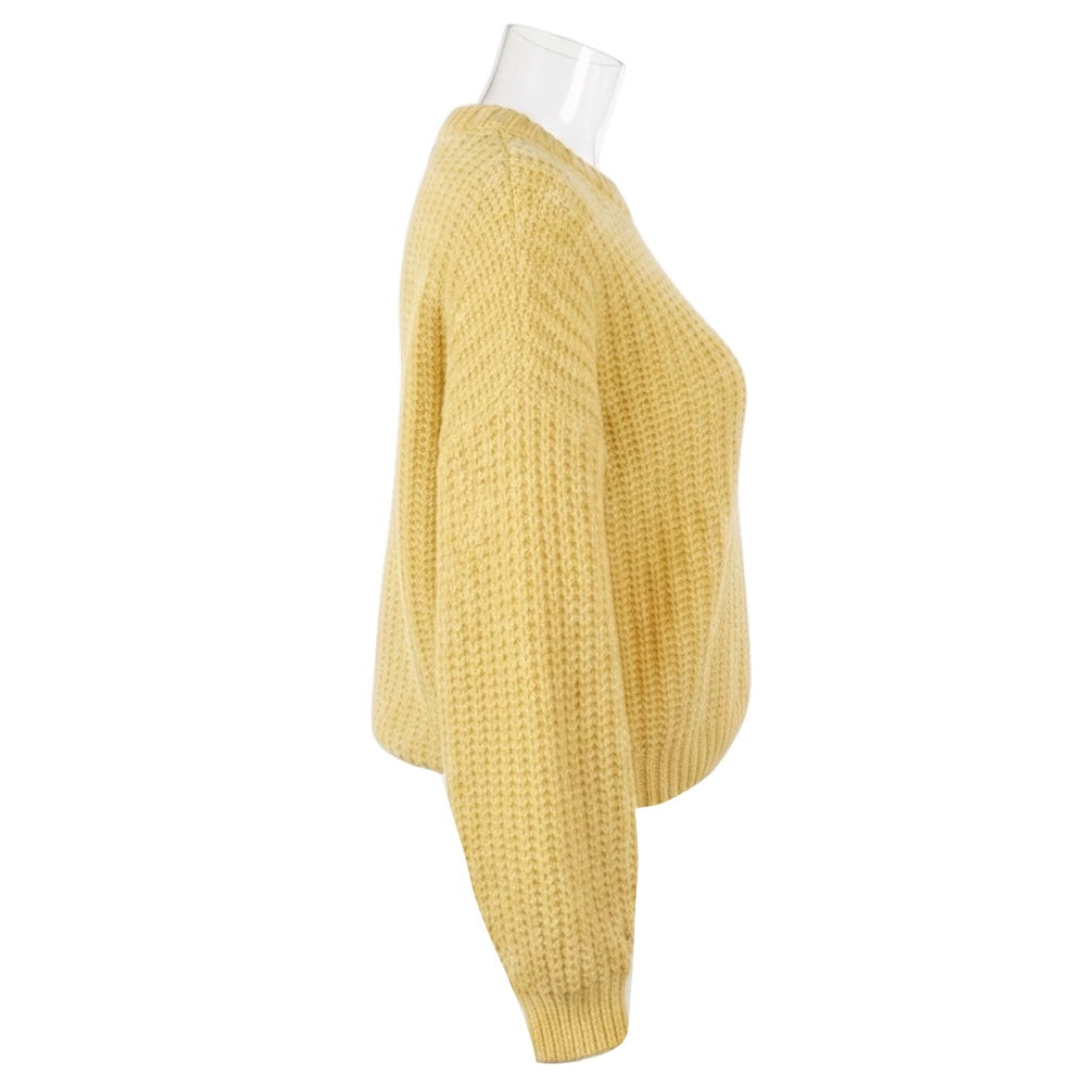 Peserico Pale Yellow Alpaca and Wool Knit Pullover Sweater