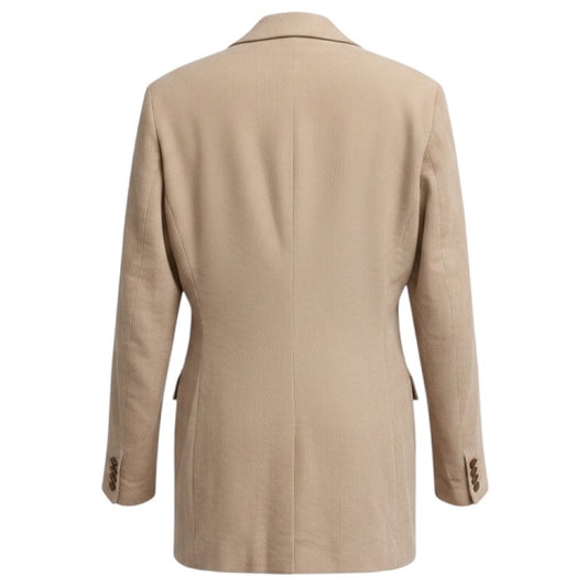 Peserico Beige Double Breasted Velvet Corduroy Blazer Jacket