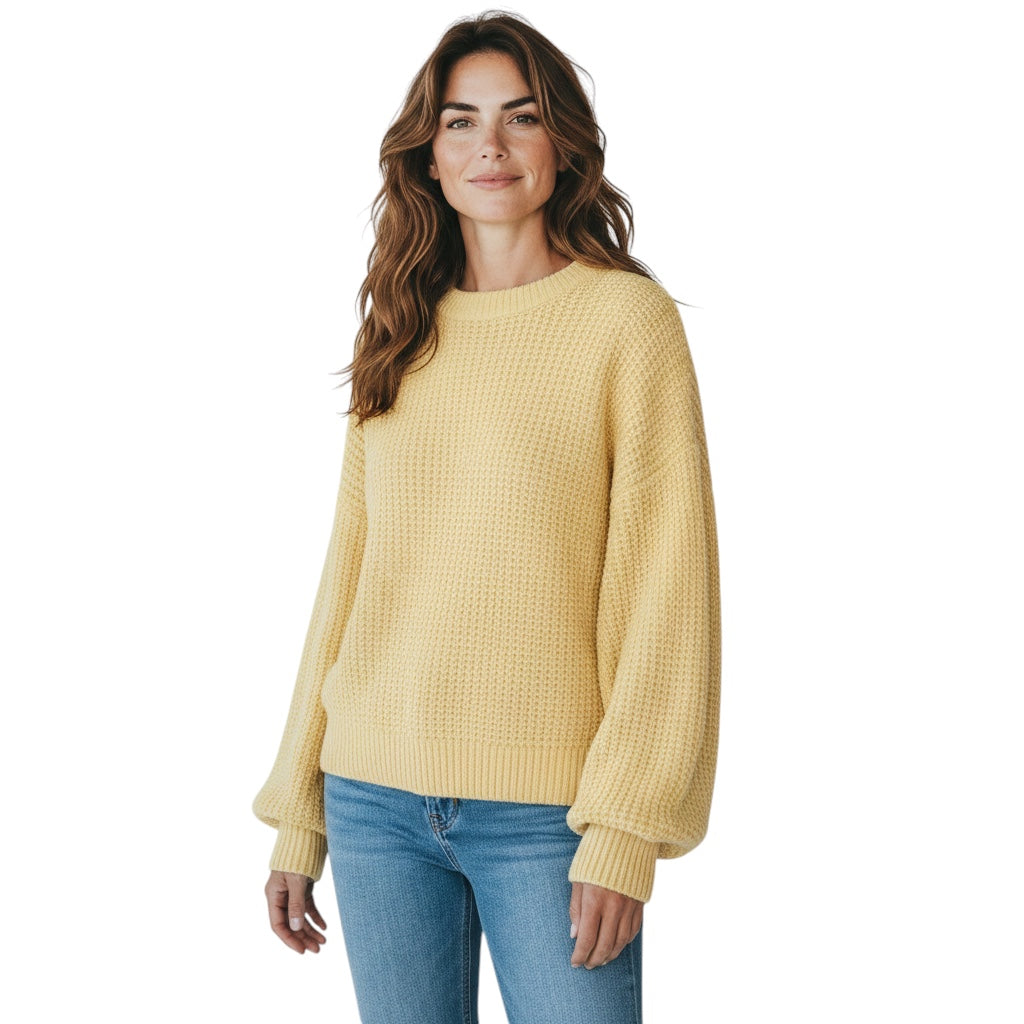Peserico Pale Yellow Alpaca and Wool Knit Pullover Sweater