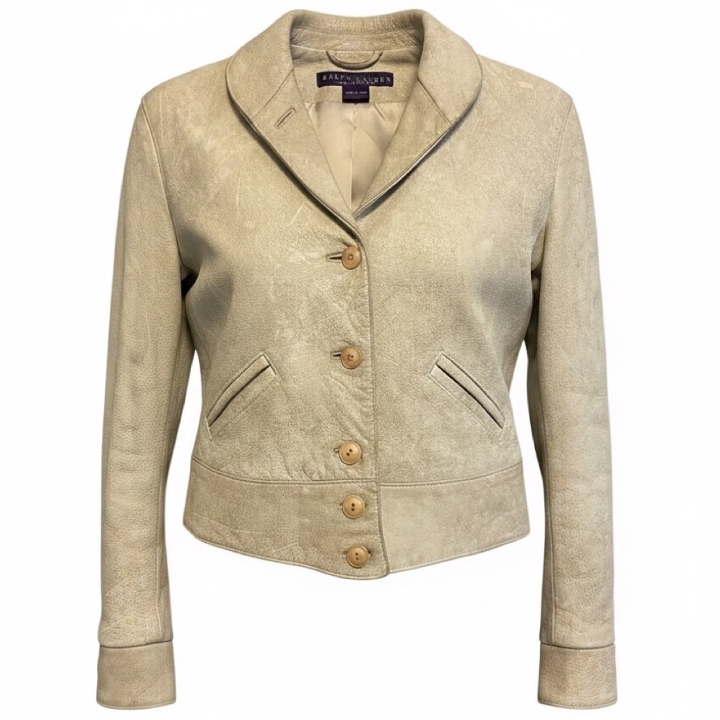 Ralph Lauren Collection RARE Beige Distressed Leather Jacket