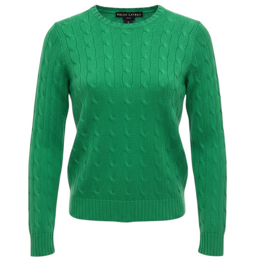 Ralph Lauren Black Label Green Slim Fit Cable Knit Cashmere Pullover Sweater