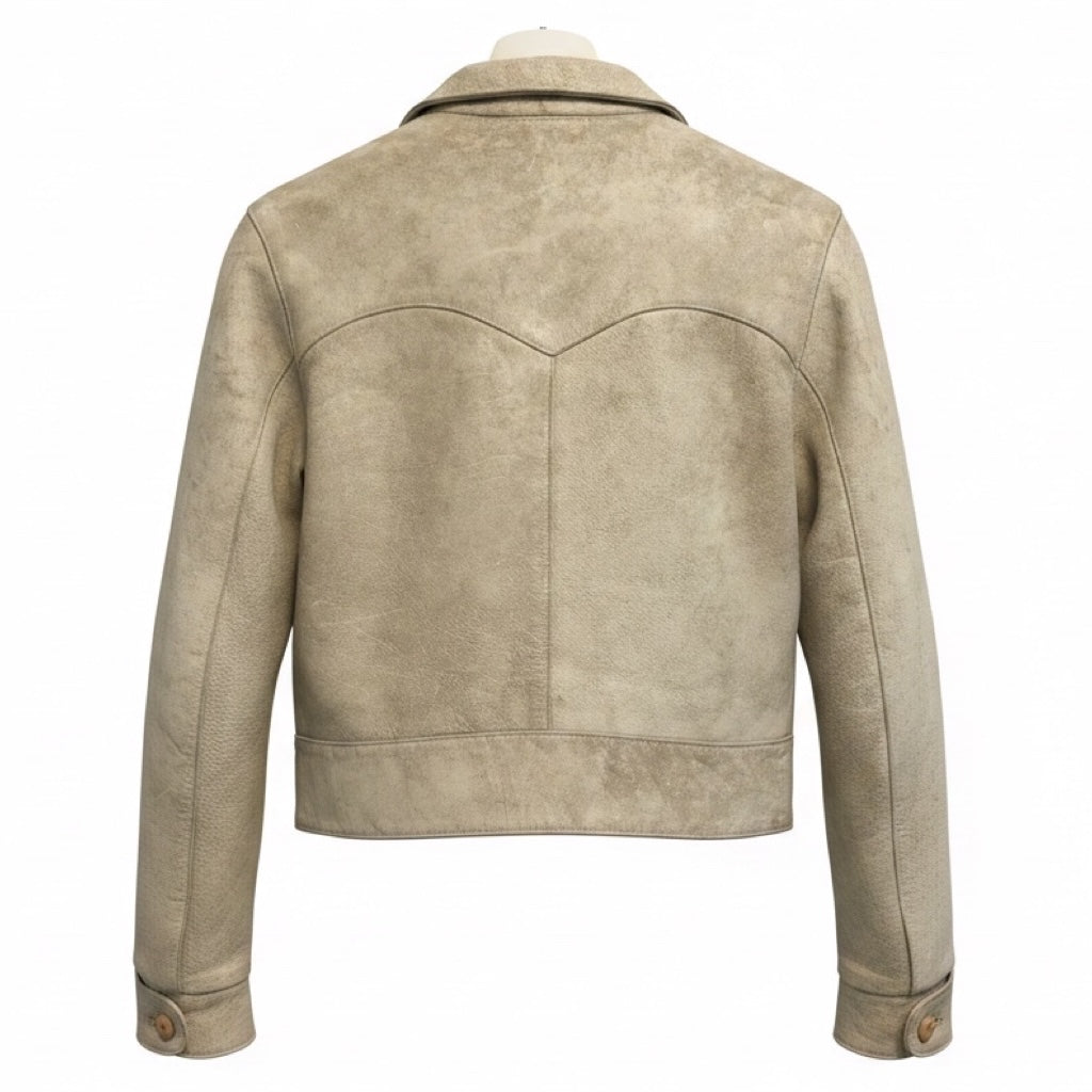 Ralph Lauren Collection RARE Beige Distressed Leather Jacket