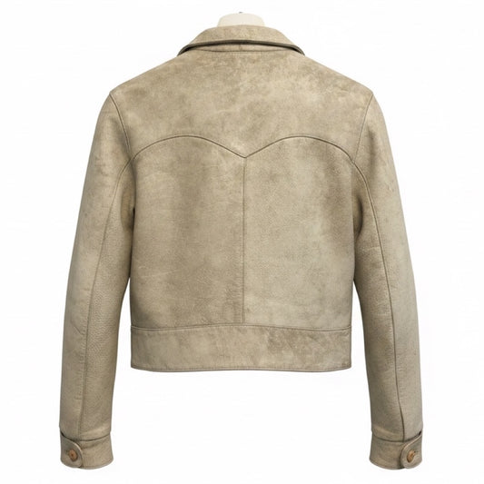 Ralph Lauren Collection RARE Beige Distressed Leather Jacket