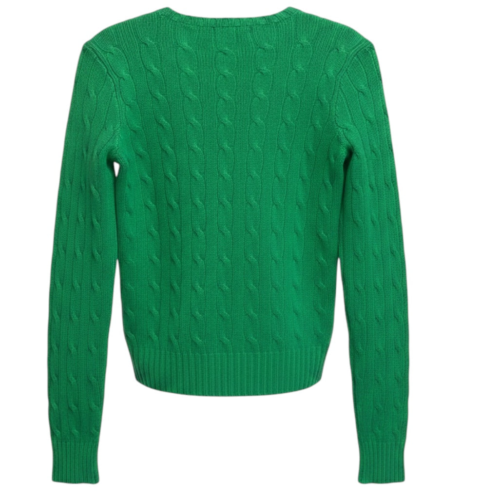 Ralph Lauren Black Label Green Slim Fit Cable Knit Cashmere Pullover Sweater