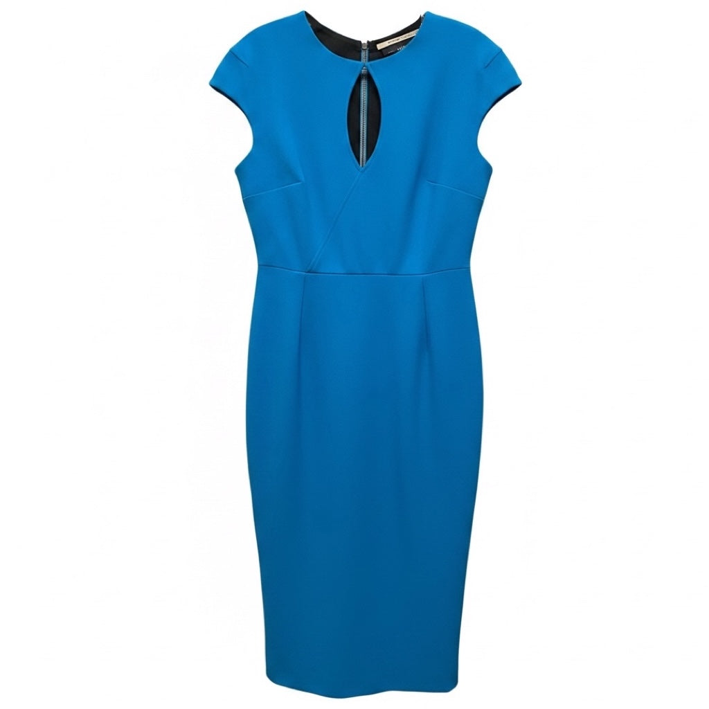 Roland Mouret Azure Blue Chiswell Cutout Stretch Crepe Midi Dress