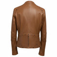 Load image into Gallery viewer, Rizal Brown Grommet and Stud Detail Zip Front Leather Jacket
