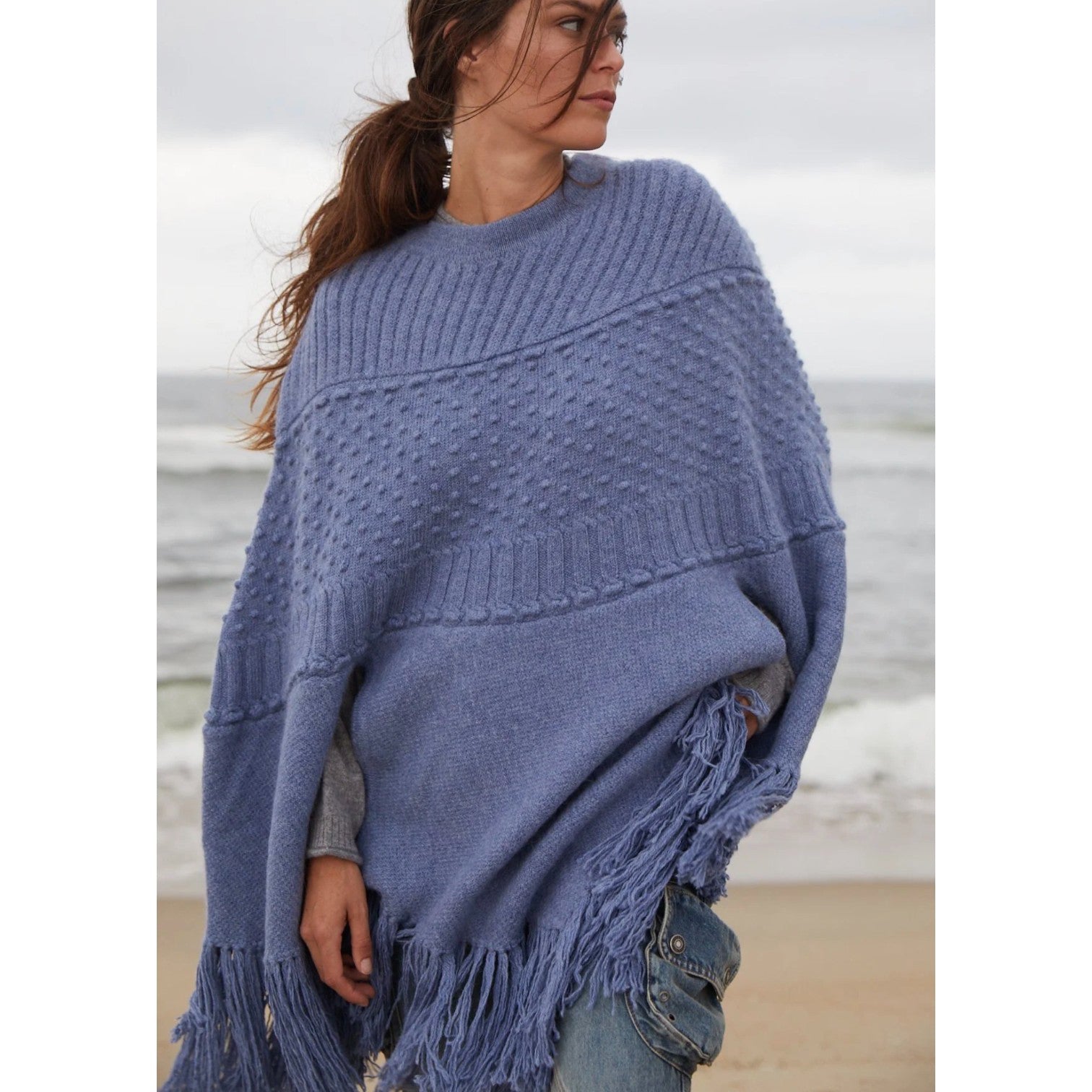 Annis WENDY BLUE POPCORN COMBO PONCHO