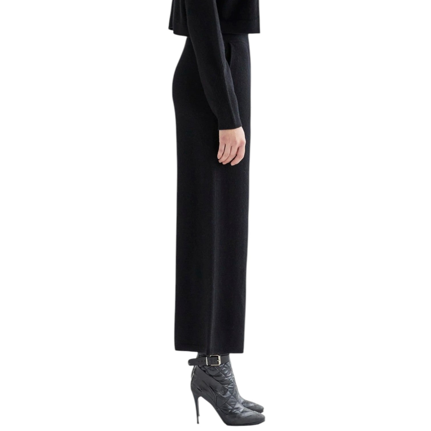 ANNIS MICHA BLACK HIGH WAIST CASHMERE PANT