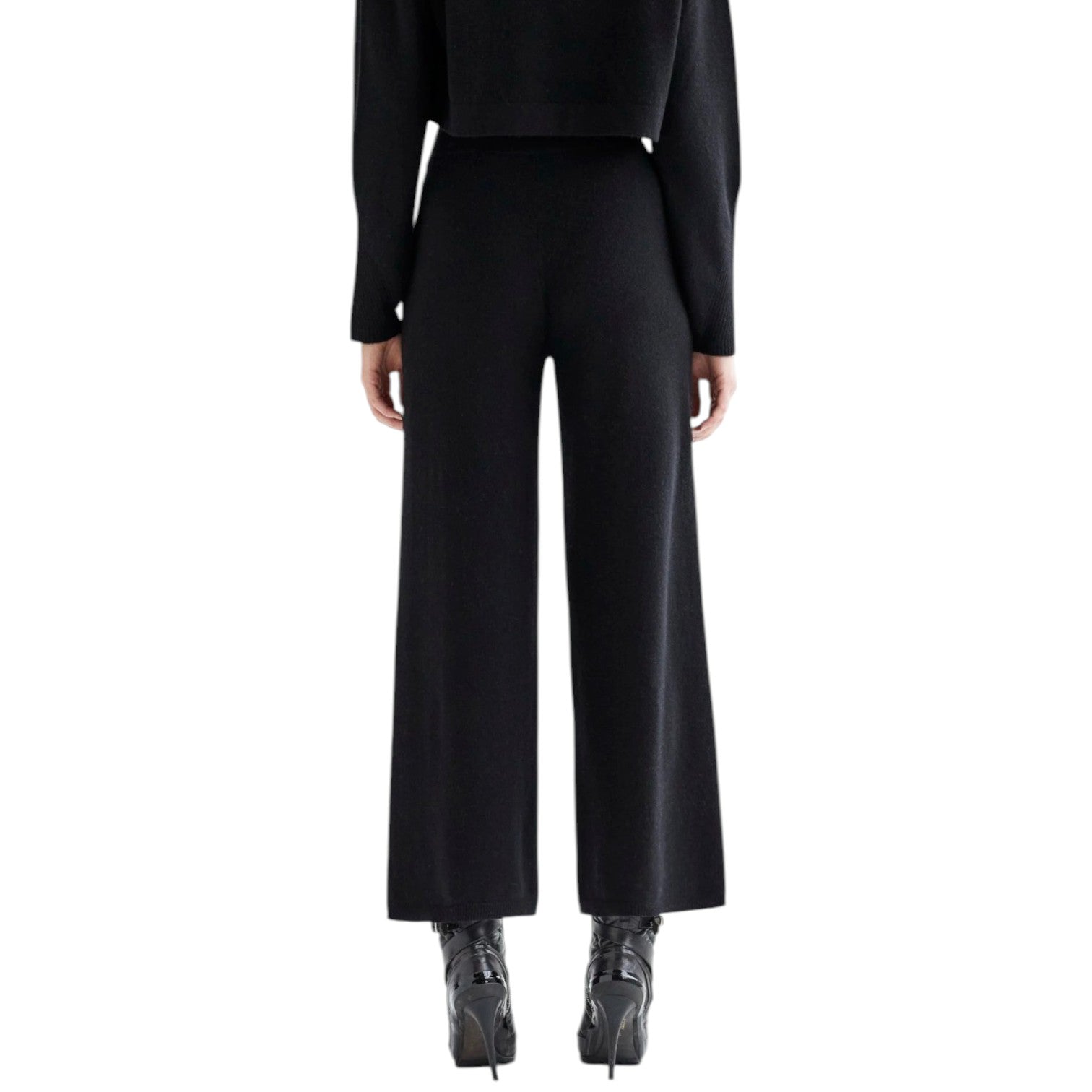 ANNIS MICHA BLACK HIGH WAIST CASHMERE PANT